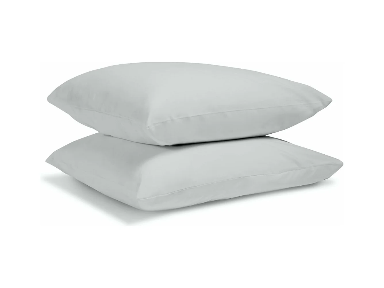 Lot de 2 Taies d'oreiller 100% Percale de coton - Gris clair - 50x75cm