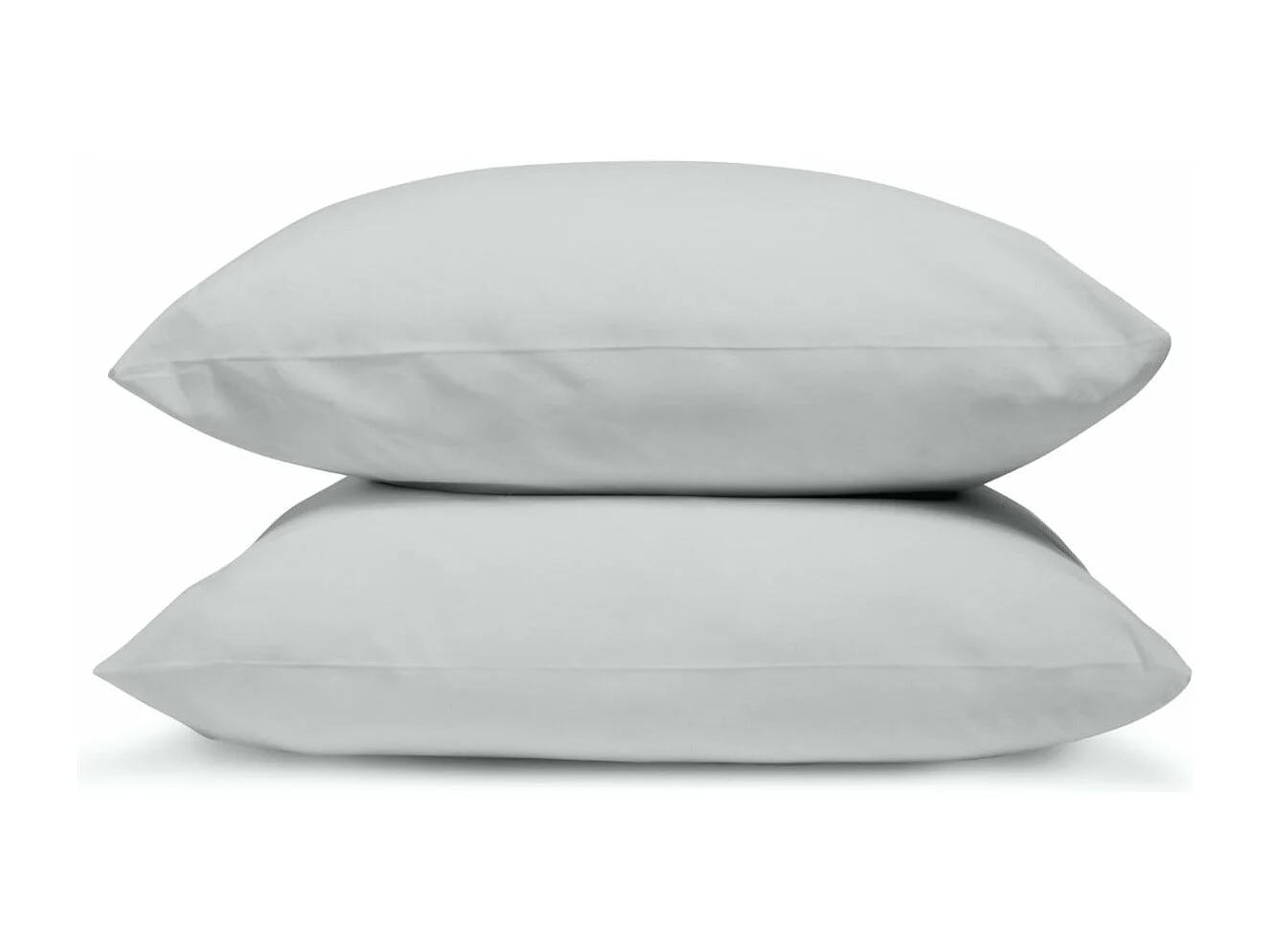 Lot de 2 Taies d'oreiller 100% Percale de coton - Gris clair - 50x75cm