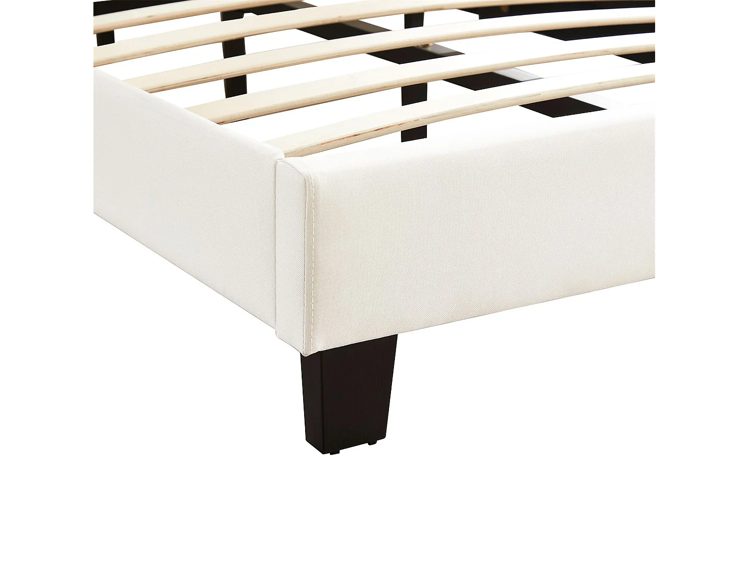 Lit 1 place FLORIDA 90x190 cm avec sommier, lit simple pour enfant ou adulte, hauteur réglable, lit en tissu blanc