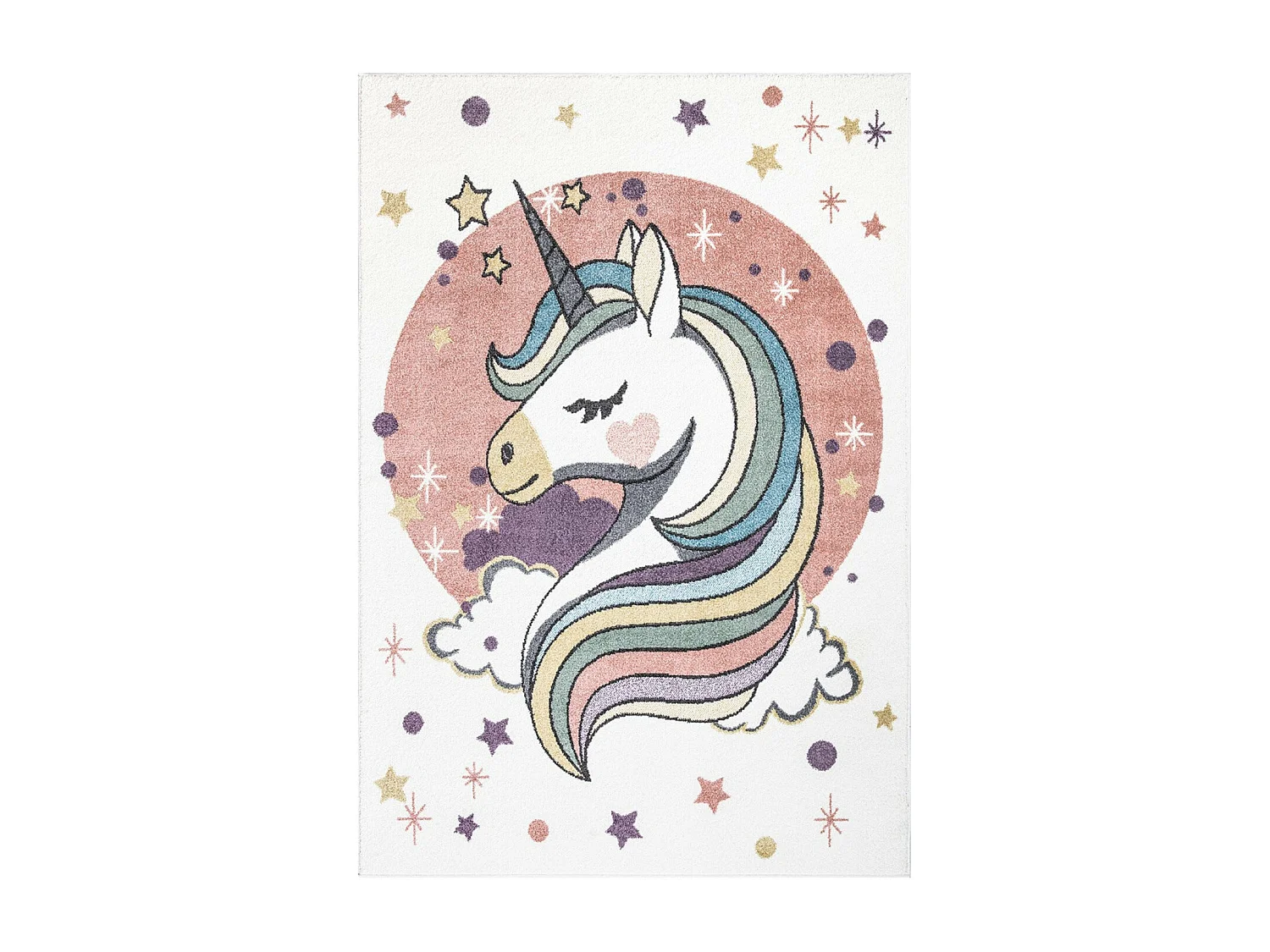 Tapis pour chambre d'enfant Blanc Motif Licorne Multicolore 80x150cm