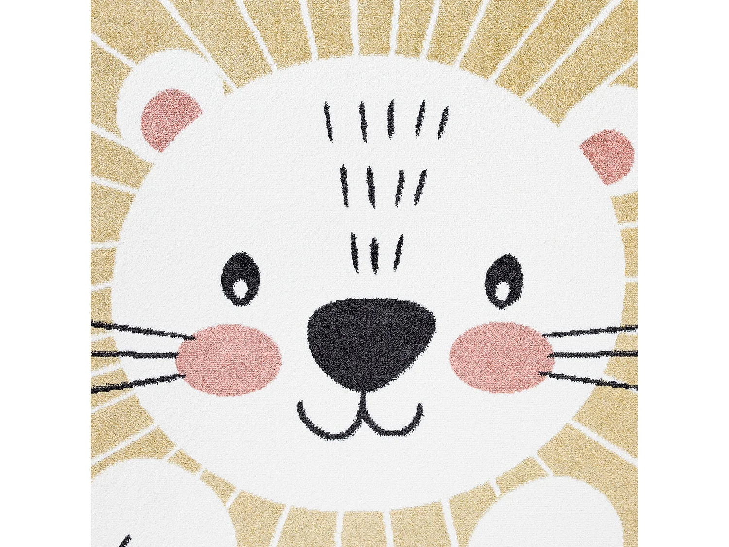 Tapis Rond pour chambre d'enfant Lion Jaune et Blanc 120x120cm