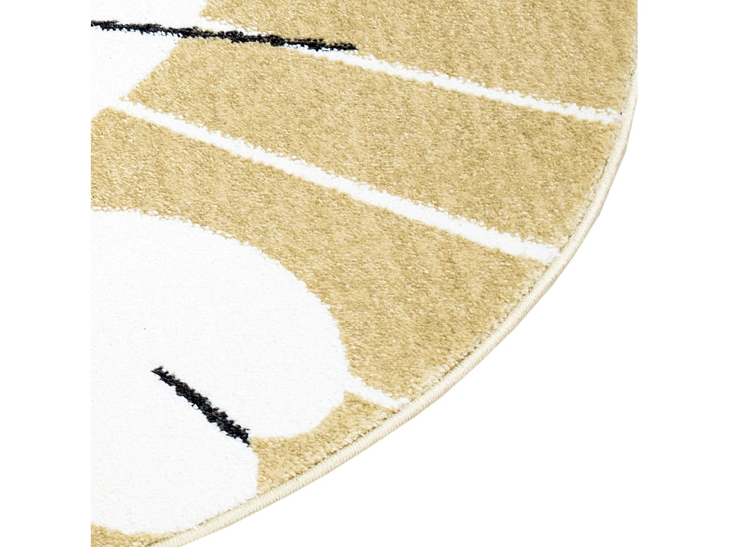 Tapis Rond pour chambre d'enfant Lion Jaune et Blanc 120x120cm