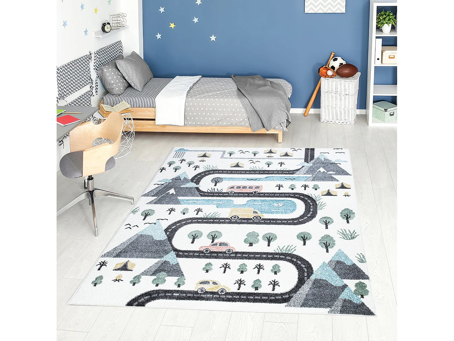 Tapis de jeu pour chambre d'enfant Routes de Montagne 190x280cm