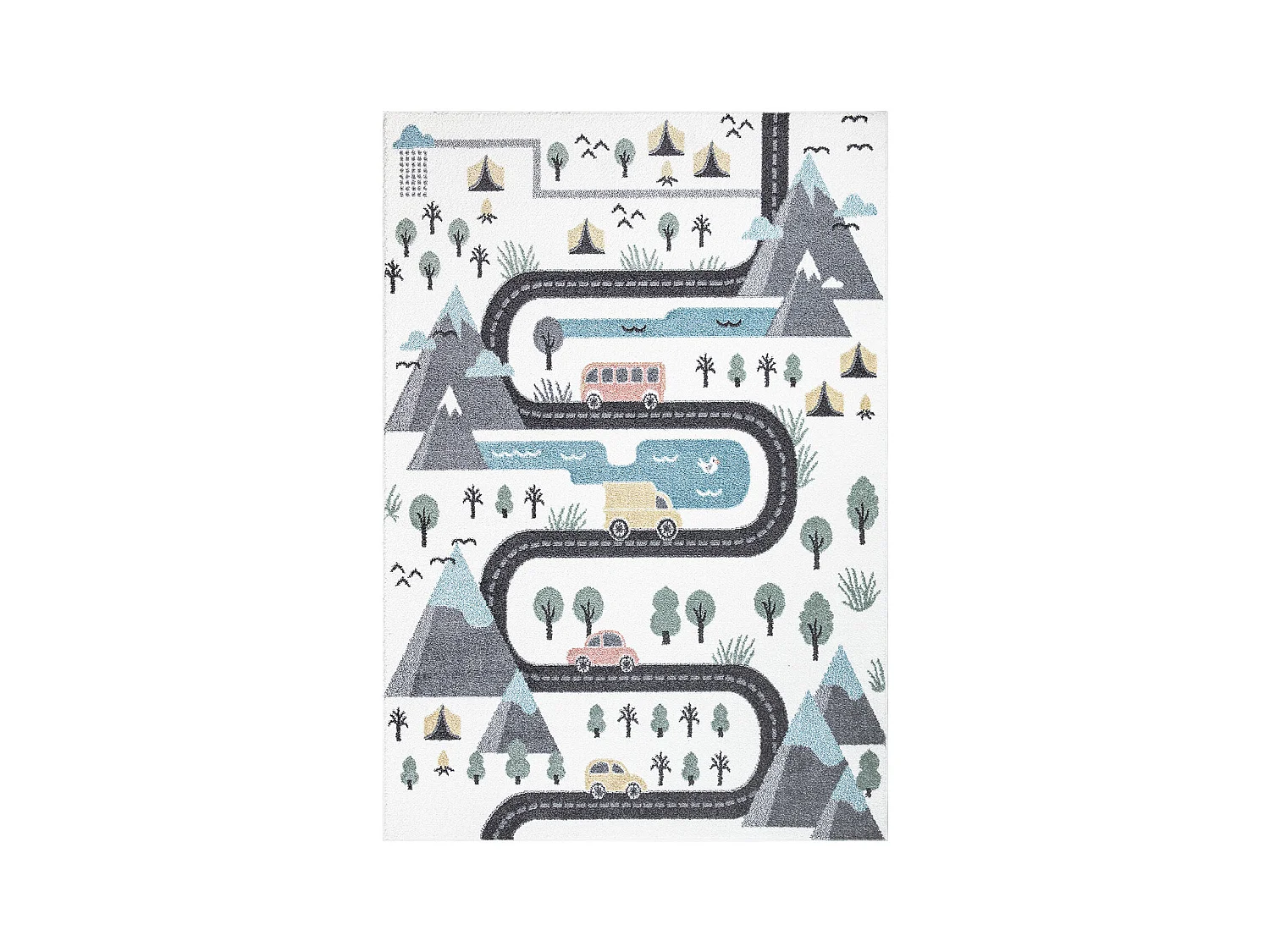 Tapis de jeu pour chambre d'enfant Routes de Montagne 190x280cm