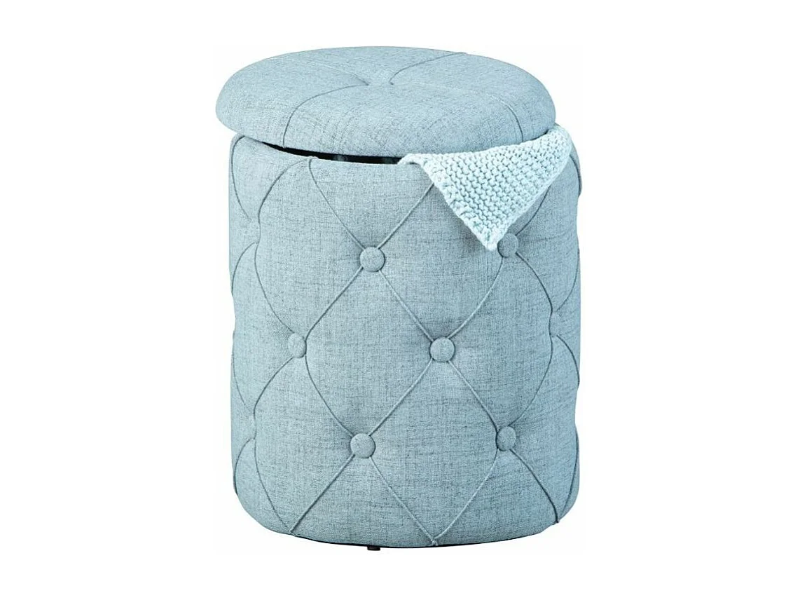 Pouf de Rangement Capitonné "Elio" 40cm Bleu