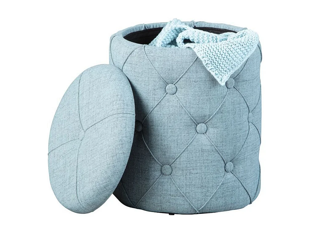 Pouf de Rangement Capitonné "Elio" 40cm Bleu