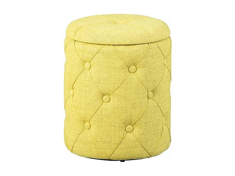 Pouf de Rangement Capitonné "Elio" 40cm Jaune