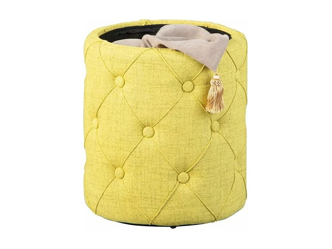 Pouf de Rangement Capitonné "Elio" 40cm Jaune
