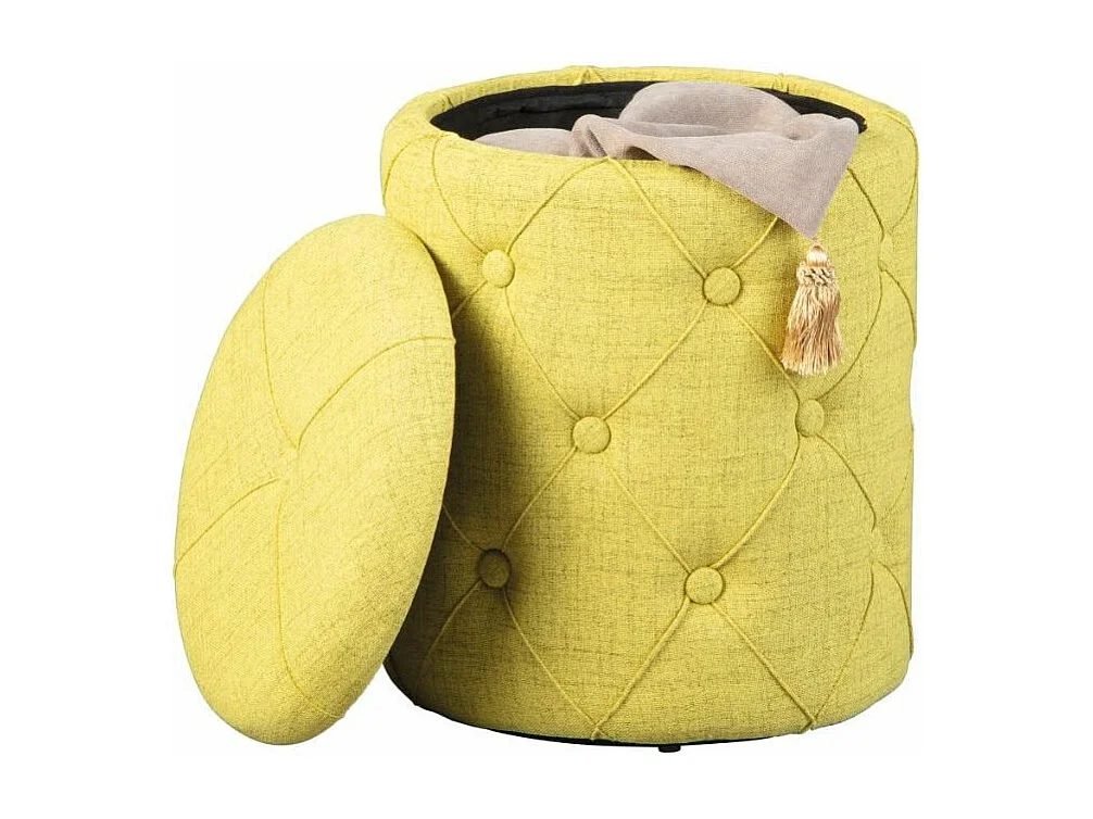 Pouf de Rangement Capitonné "Elio" 40cm Jaune