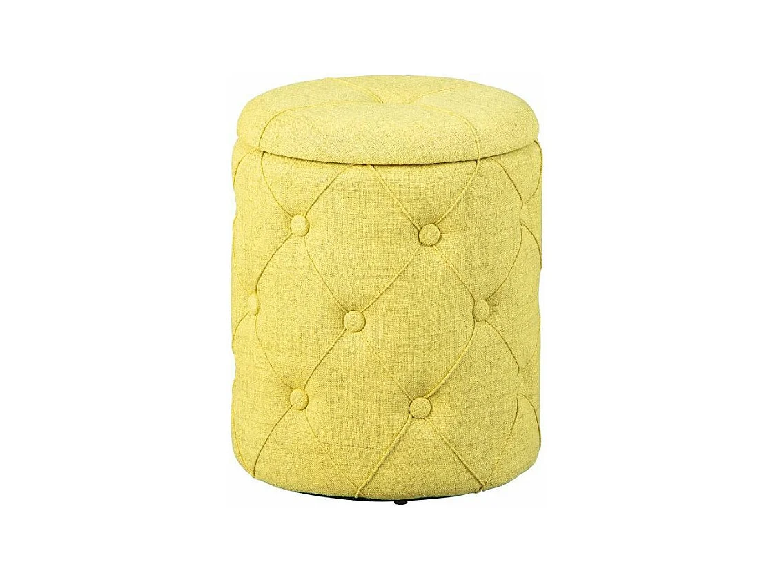 Pouf de Rangement Capitonné "Elio" 40cm Jaune
