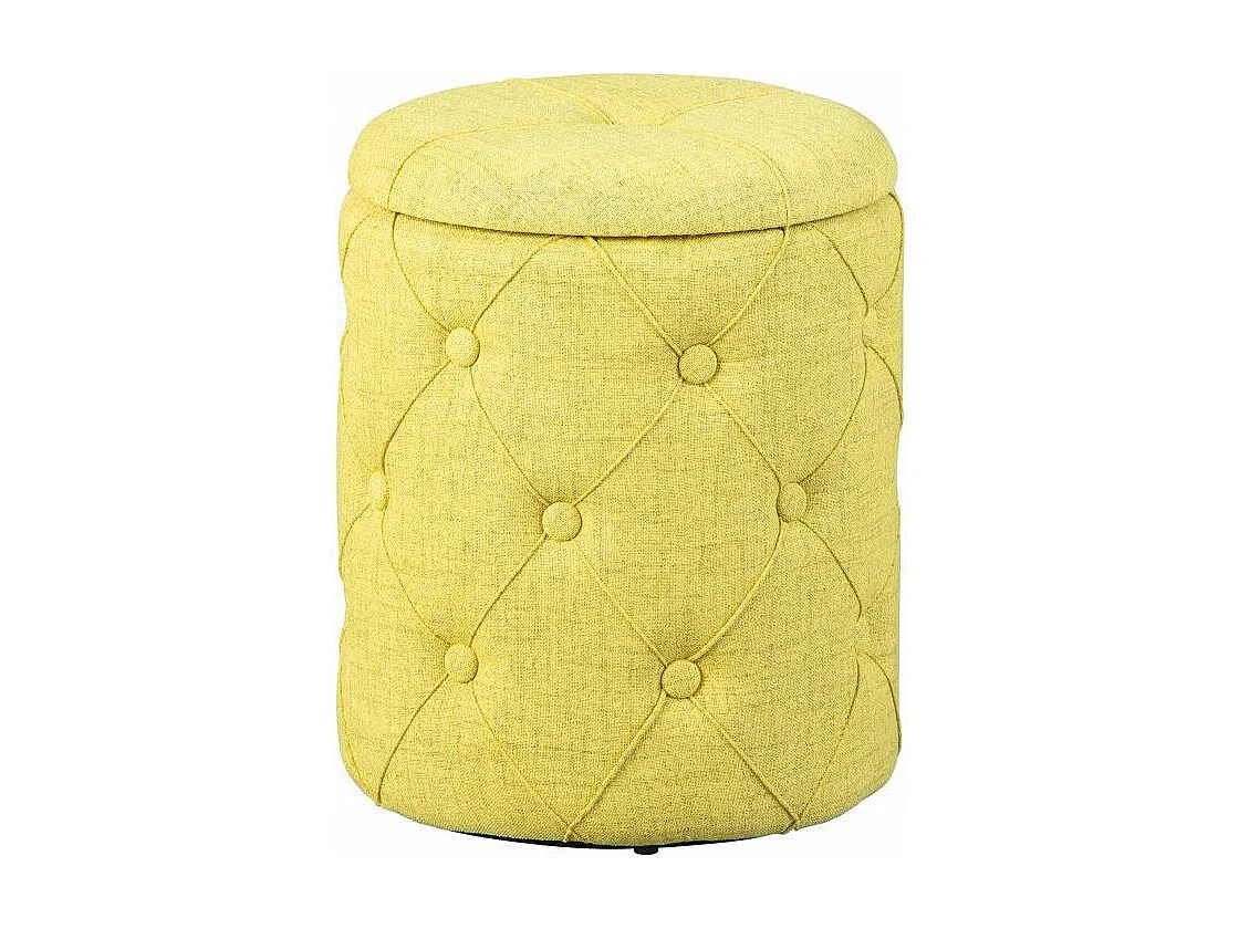 Pouf de Rangement Capitonné "Elio" 40cm Jaune