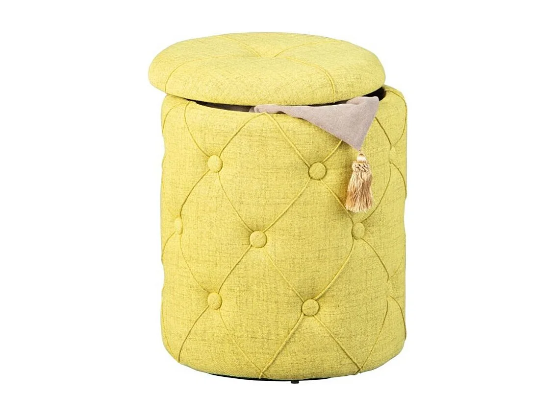 Pouf de Rangement Capitonné "Elio" 40cm Jaune