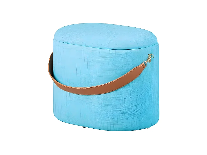 Pouf de Rangement à Anse "Dumont" 42cm Turquoise