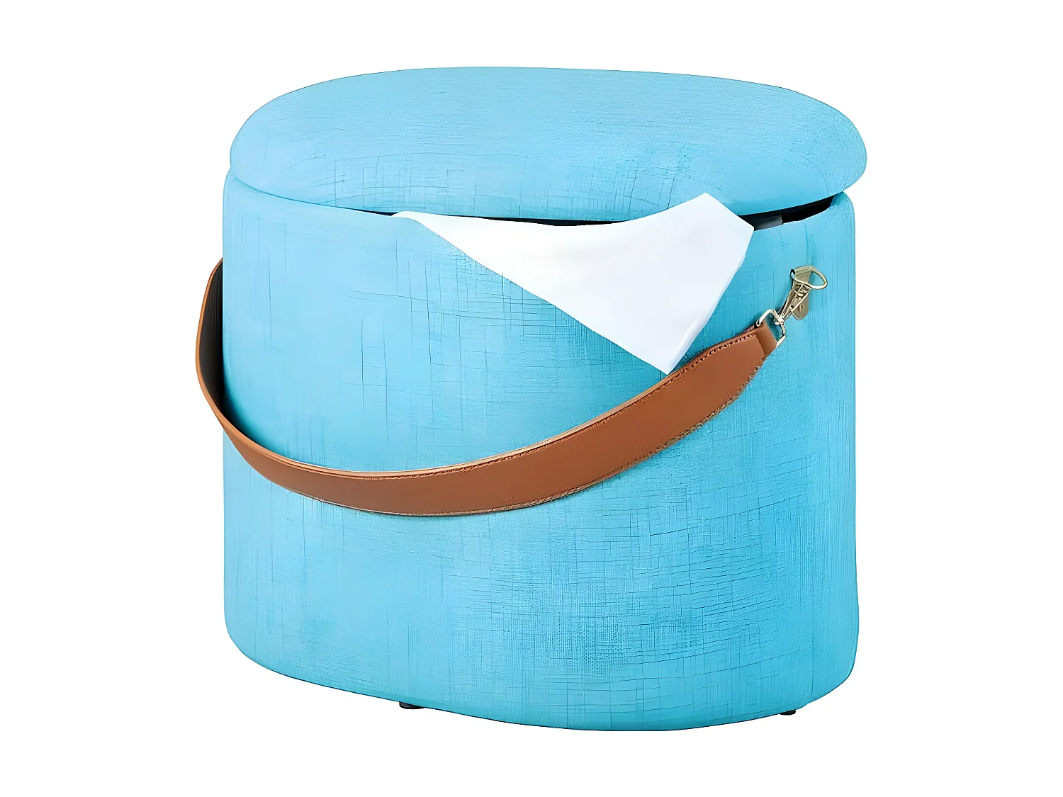 Pouf de Rangement à Anse "Dumont" 42cm Turquoise