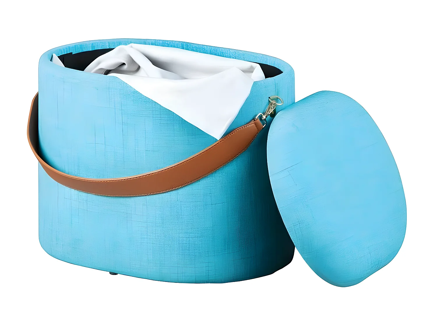 Pouf de Rangement à Anse "Dumont" 42cm Turquoise