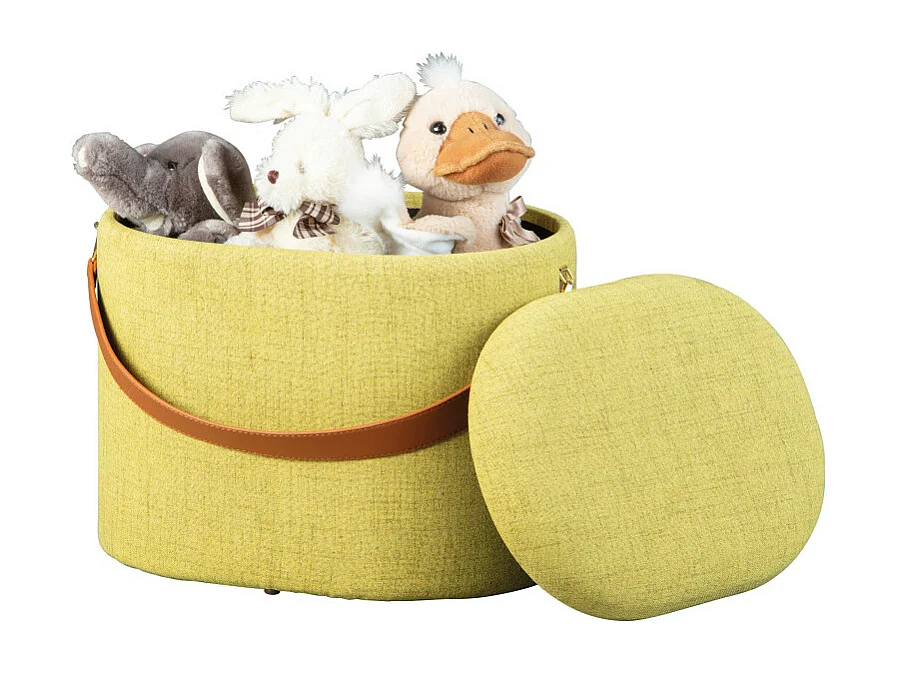 Pouf de Rangement à Anse "Dumont" 42cm Jaune