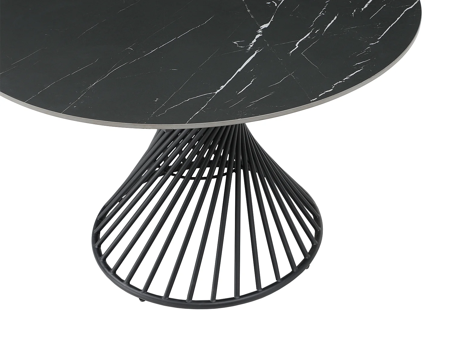 Mesa de jantar extensível 4 a 8 lugares em cerâmica e metal efeito mármore preto - CASTINA