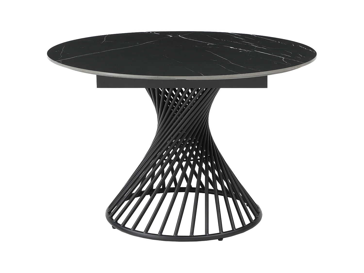 Table à manger extensible 4 à 8 personnes en céramique et métal - Effet marbre noir - CASTINA