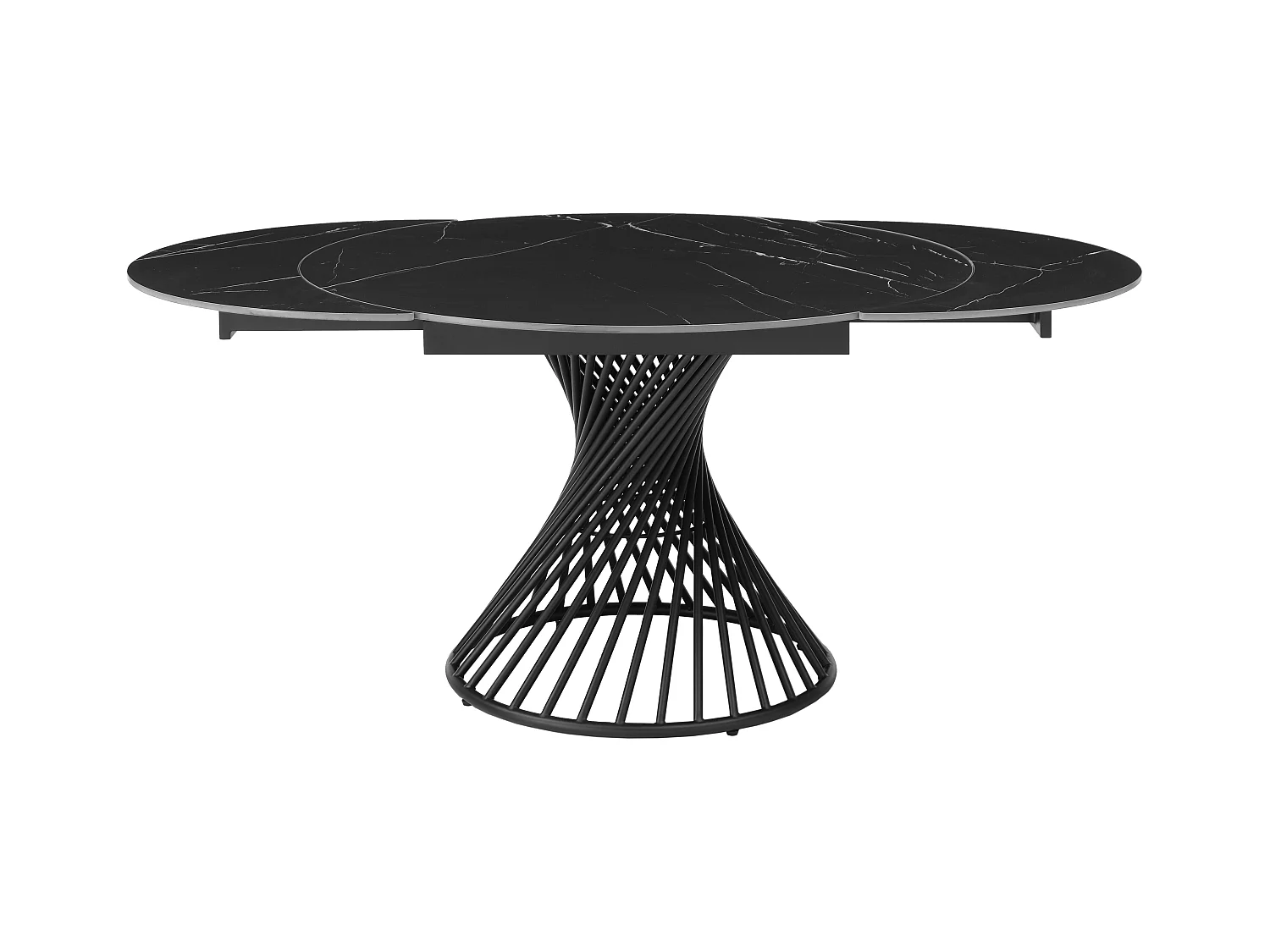 Table à manger extensible 4 à 8 personnes en céramique et métal - Effet marbre noir - CASTINA