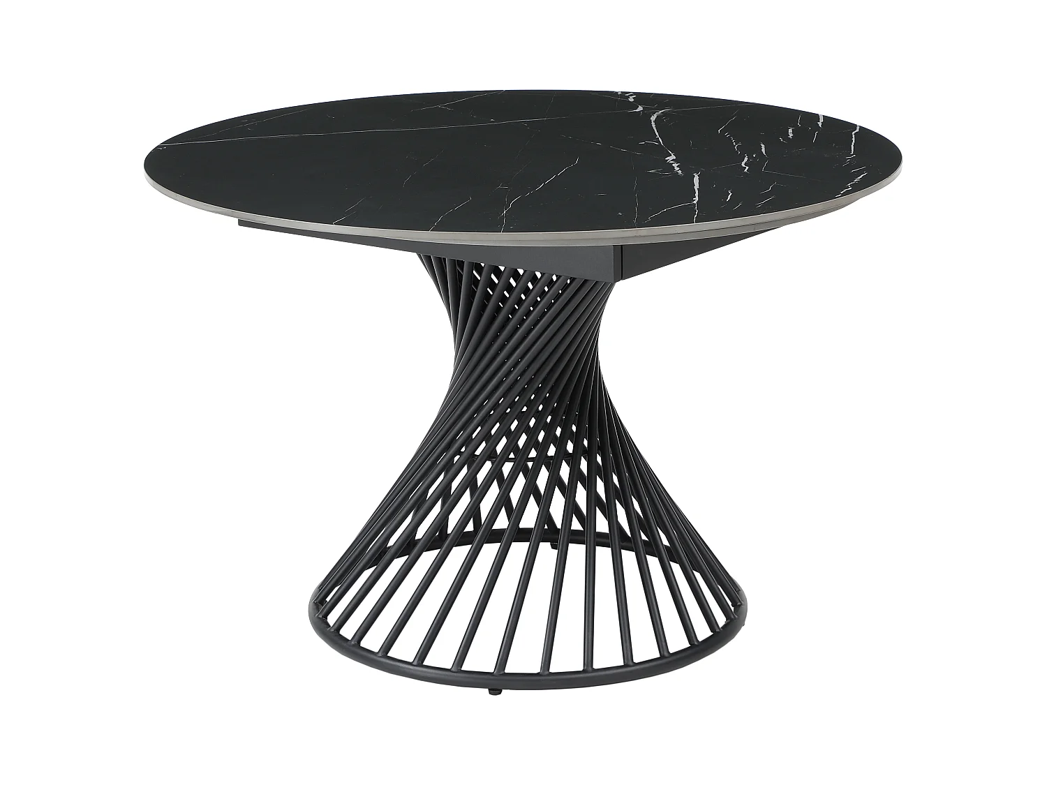 Table à manger extensible 4 à 8 personnes en céramique et métal - Effet marbre noir - CASTINA