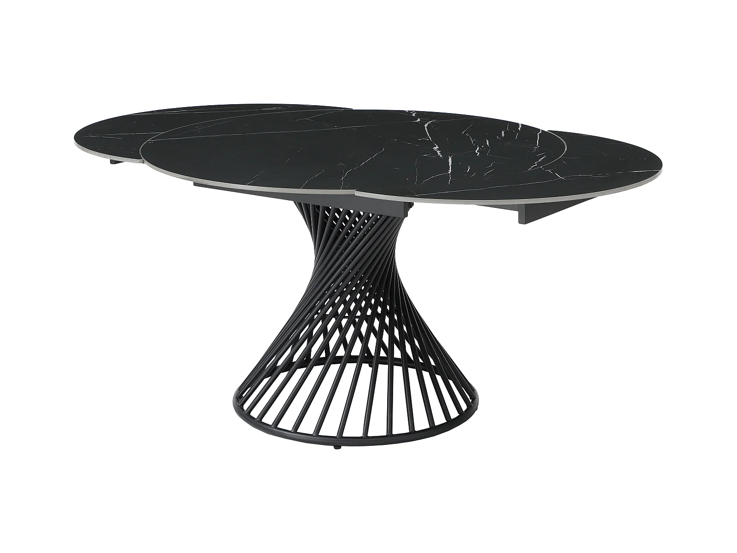 Table à manger extensible 4 à 8 personnes en céramique et métal - Effet marbre noir - CASTINA