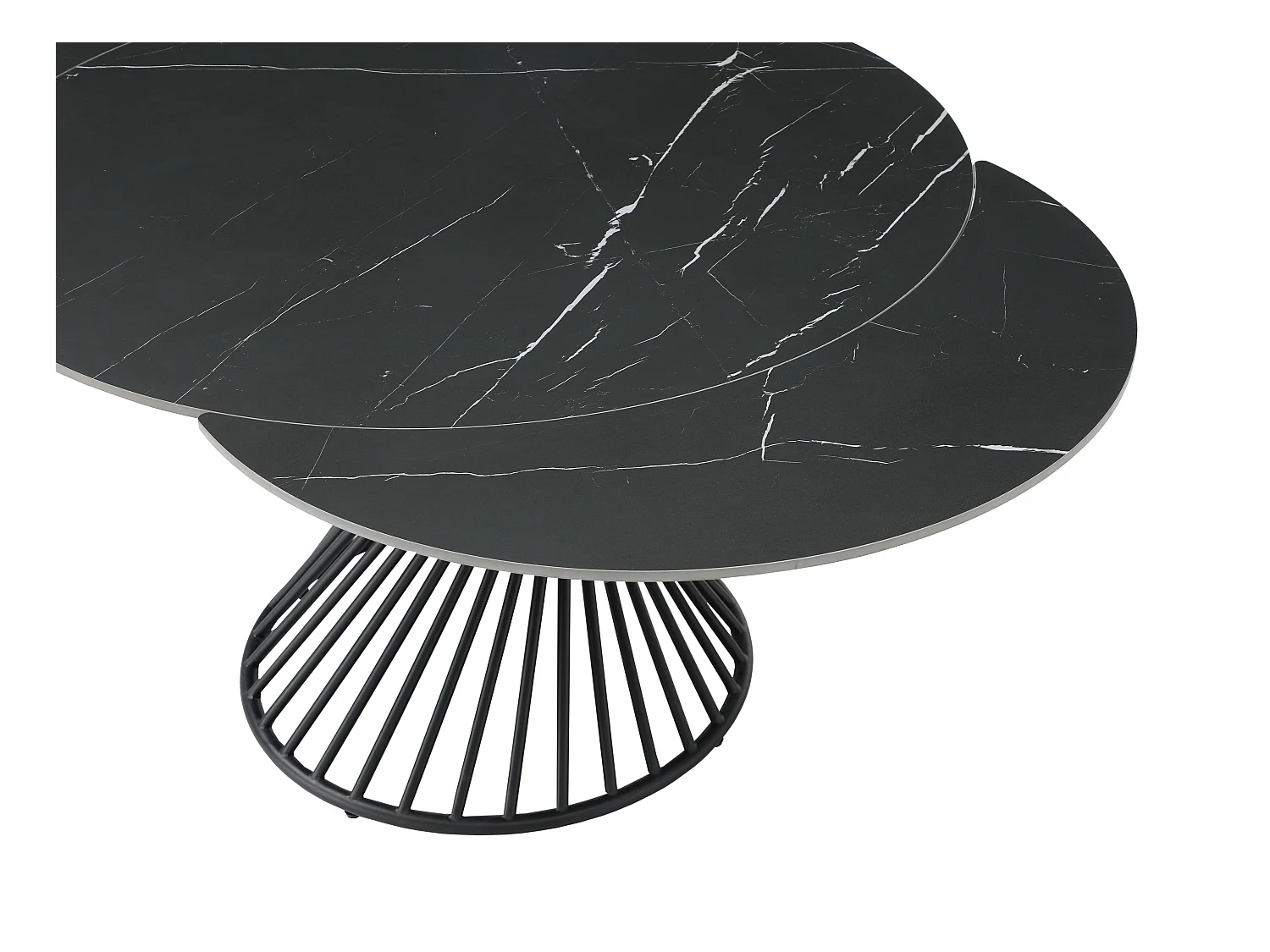 Table à manger extensible 4 à 8 personnes en céramique et métal - Effet marbre noir - CASTINA