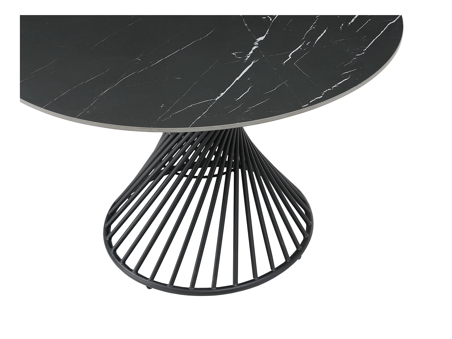 Table à manger extensible 4 à 8 personnes en céramique et métal - Effet marbre noir - CASTINA