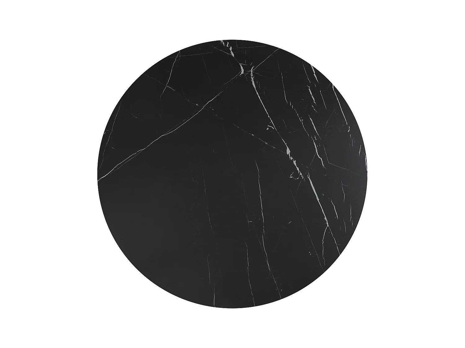 Table à manger extensible 4 à 8 personnes en céramique et métal - Effet marbre noir - CASTINA