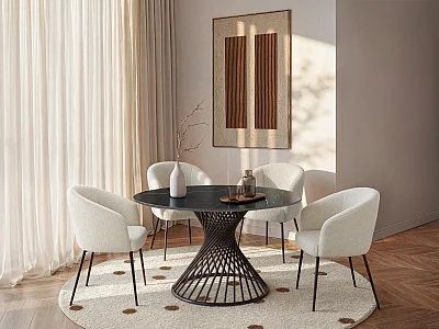 Extendable dining table for 4 to 8 people in ceramic and metal - Black marble effect - CASTINA