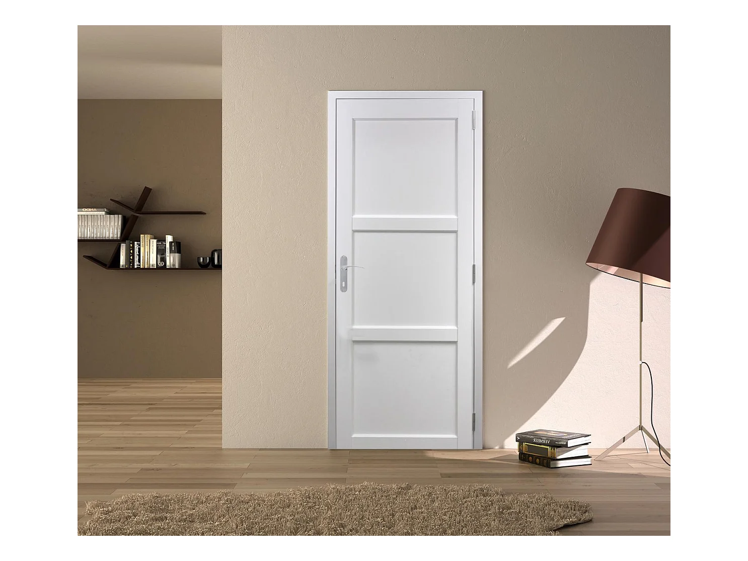 Bloc Porte Korya Blanc 3 Panneaux H204 X L83 Poussant Gauche Cotes Tableau Gd Menuiseries