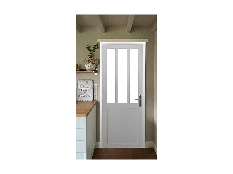 Bloc Porte Atelier Blanc H204 X L73 Poussant Droite Cotes Tableau Gd Menuiseries