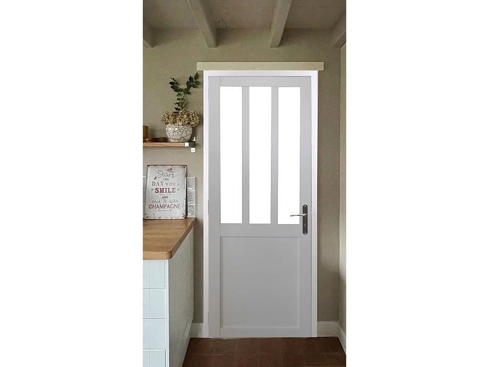 Bloc Porte Atelier Blanc H204 X L73 Poussant Droite Cotes Tableau Gd Menuiseries