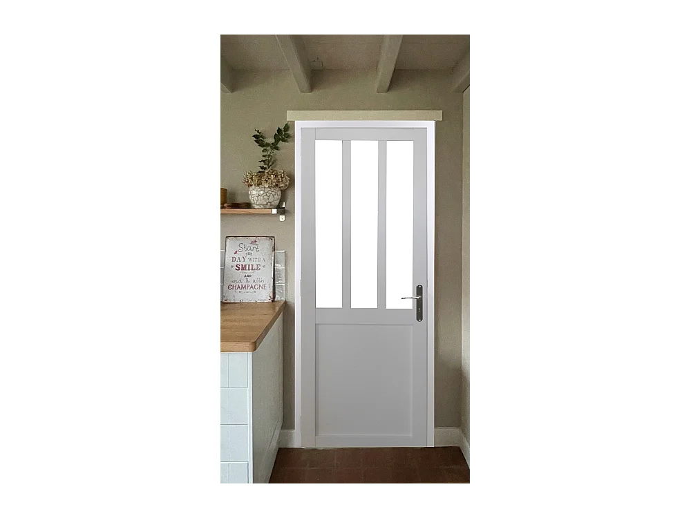 Bloc Porte Atelier Blanc H204 X L73 Poussant Droite Cotes Tableau Gd Menuiseries