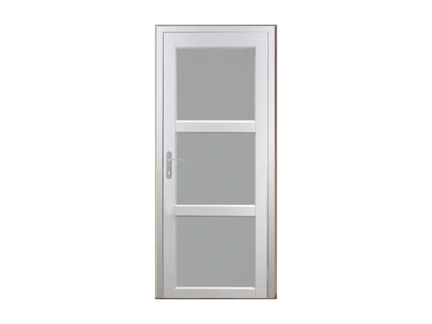 Bloque Puerta Kenia Blanco Vidrio H204 x L73 Empujando Derecha Dimensiones Tabla