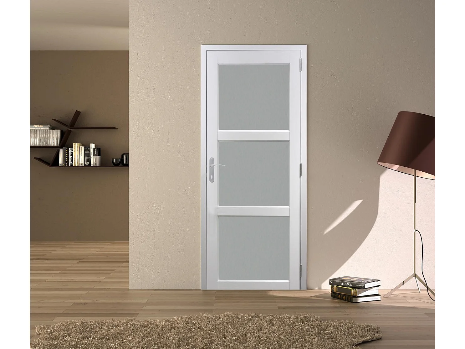 Bloc Porta Kenya Bianco Vetro H204 x L83 cm Cornice Tavolo P.giusto GD MENUISERIES