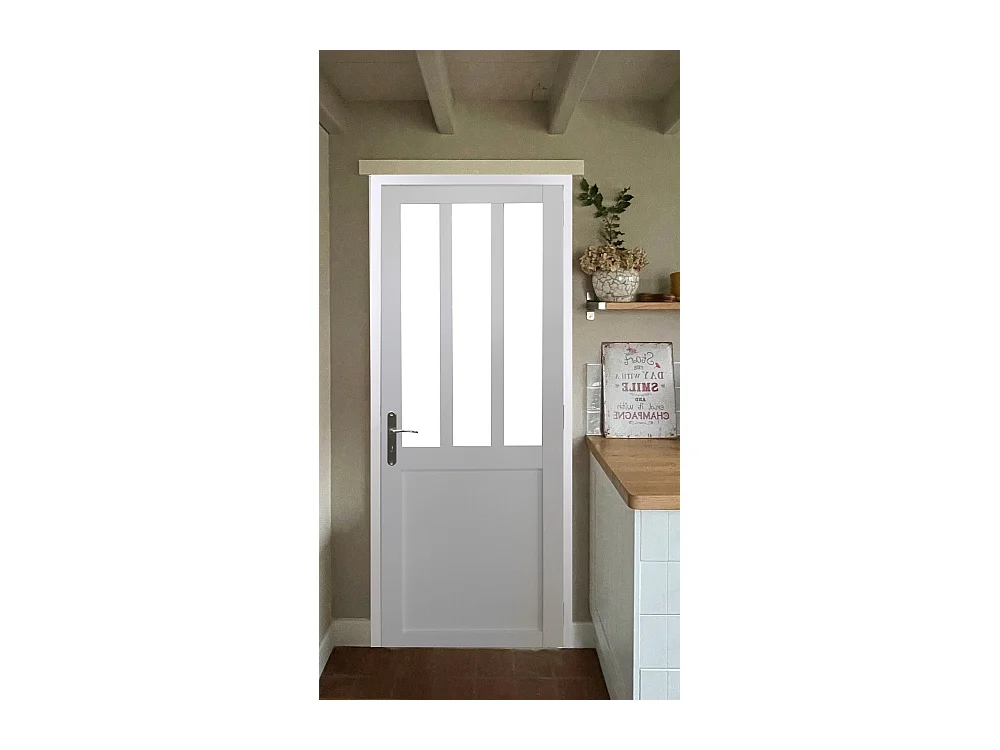 Bloc Porte Atelier Blanc H204 X L73 Poussant Gauche Cotes Tableau Gd Menuiseries