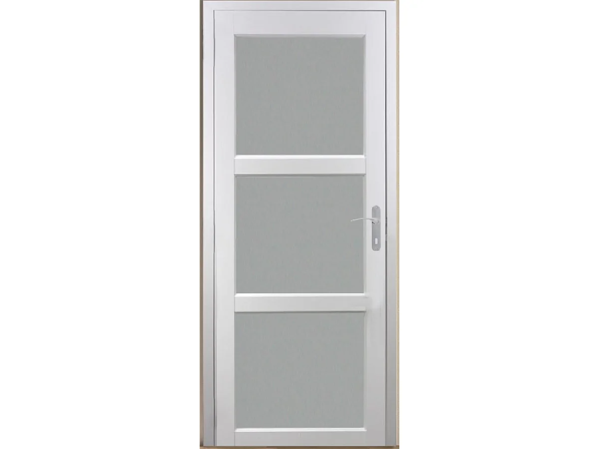 Blocco porta Kenya bianco vetro H204 x L73 cm cornice quadro P. sinistra GD MENUISERIES