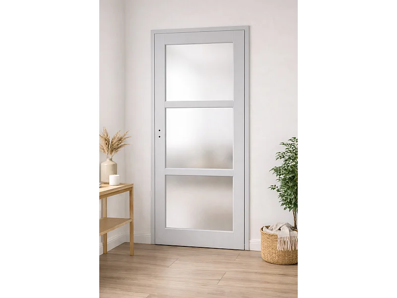 Bloc Porte Greyria Gris Ral7035 Vitrée H204 X L73 Côte Tableau P.droite Gd Menuiseries