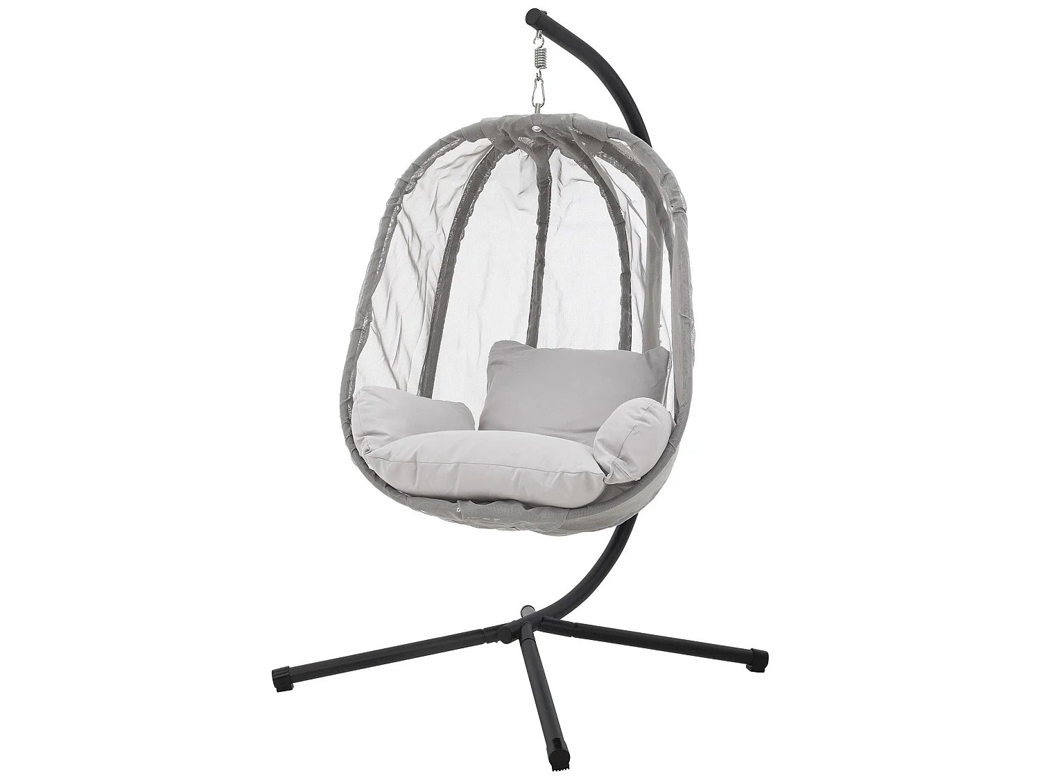 Silla colgante gris columpio forma de huevo + cojín de apoyo ML-DESIGN