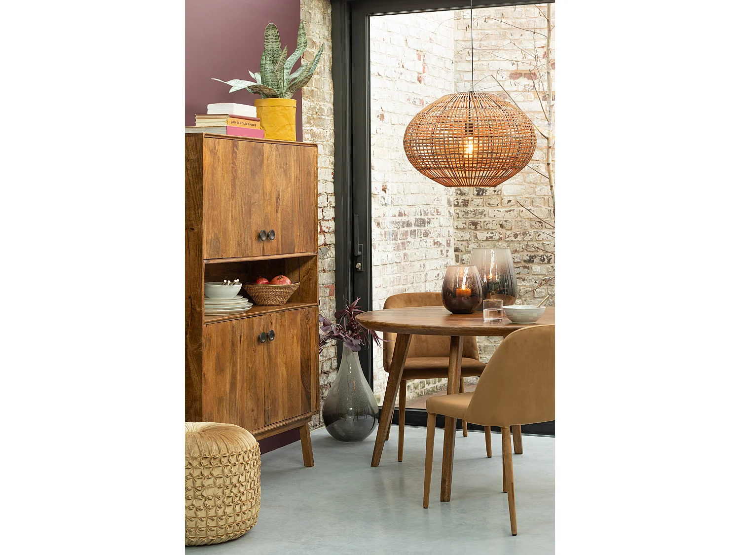 Calis okerkleurige metalen stoel L 58 cm