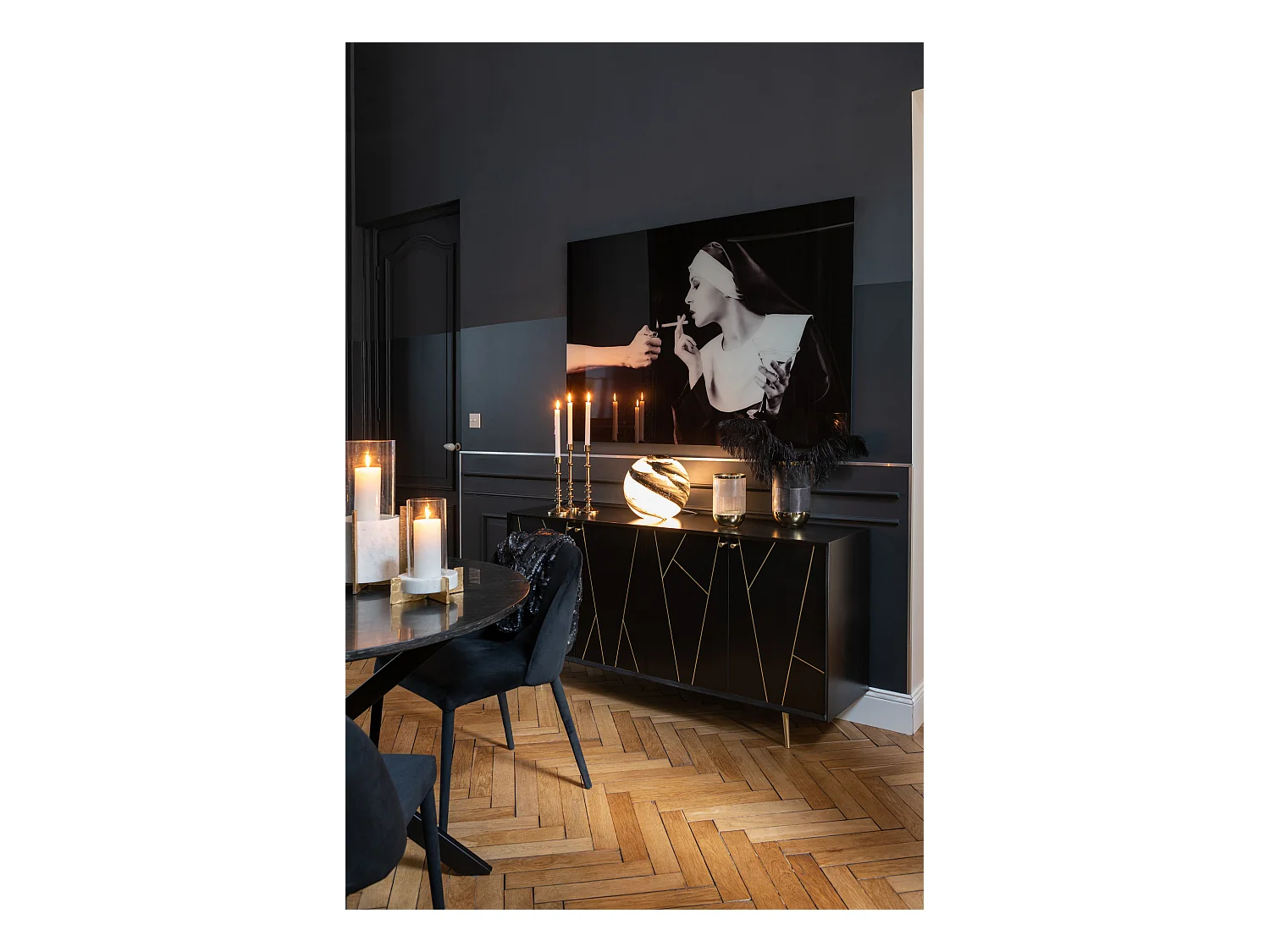 Charlotte zwart metalen stoel L 58 cm