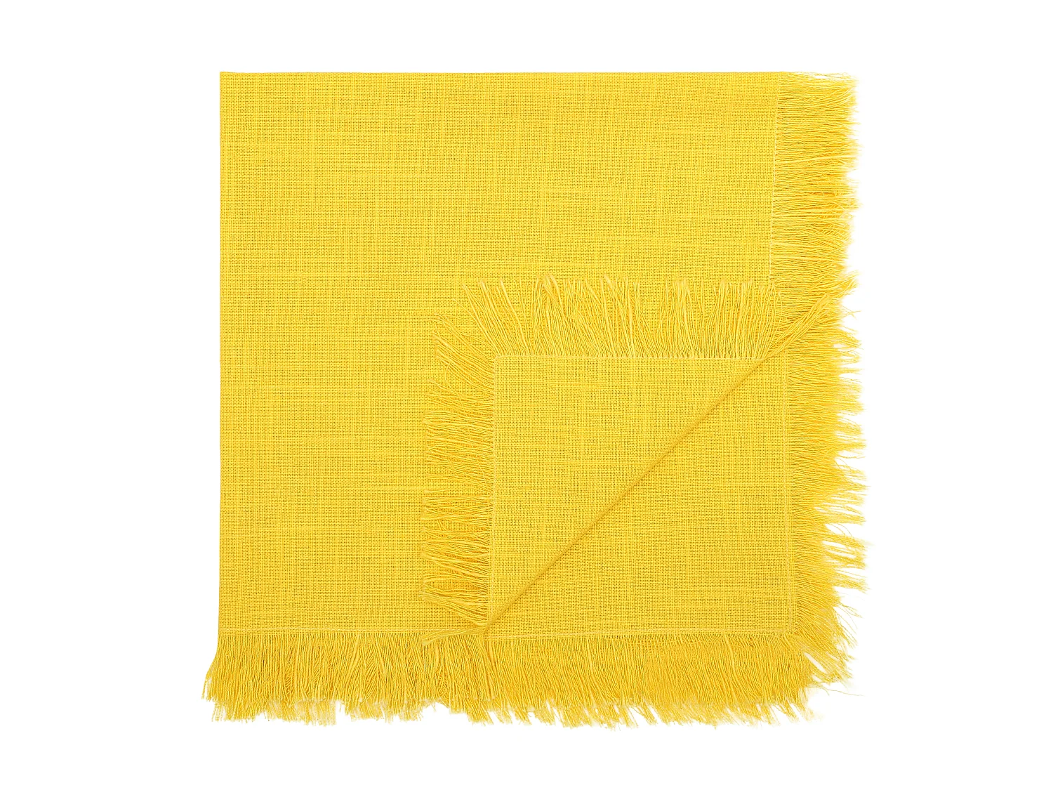 Set Tischdecke + 4 Fransen-Servietten - Baumwolle - Gelb - 140 x 240 cm - POLA
