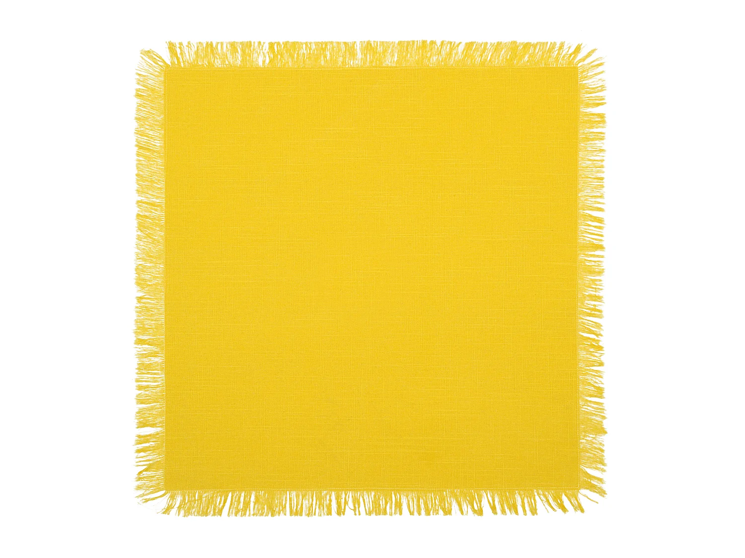 Set Tischdecke + 4 Fransen-Servietten - Baumwolle - Gelb - 140 x 240 cm - POLA