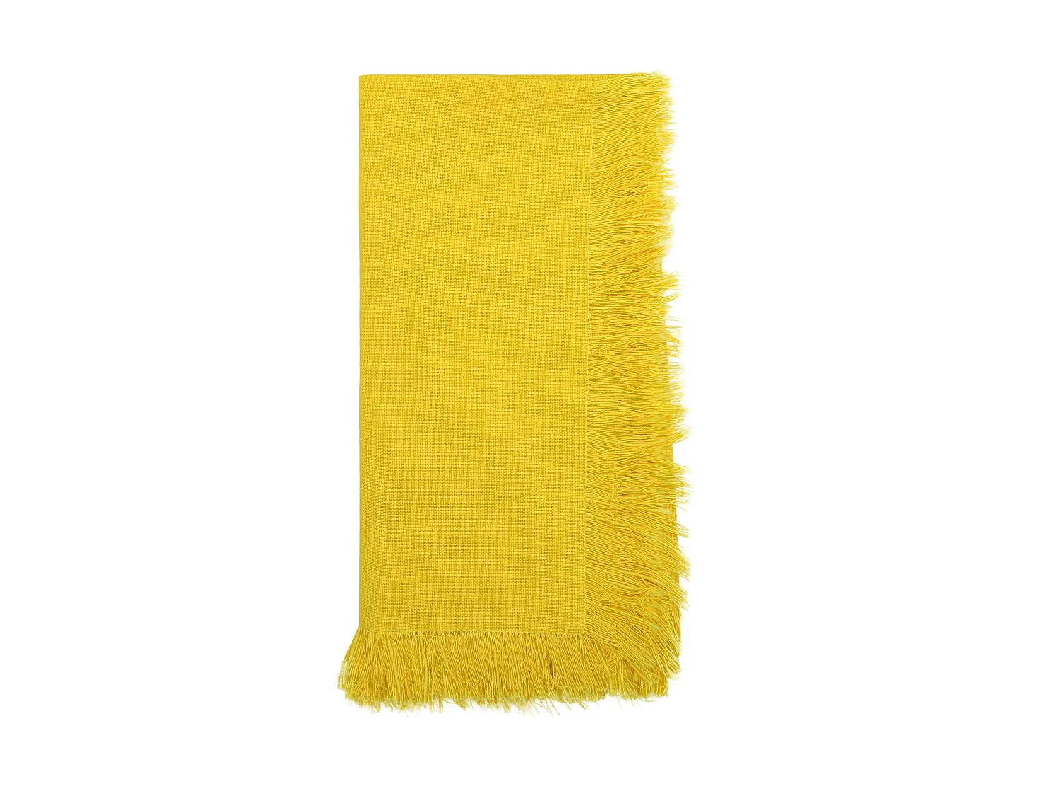 Set Tischdecke + 4 Fransen-Servietten - Baumwolle - Gelb - 140 x 240 cm - POLA