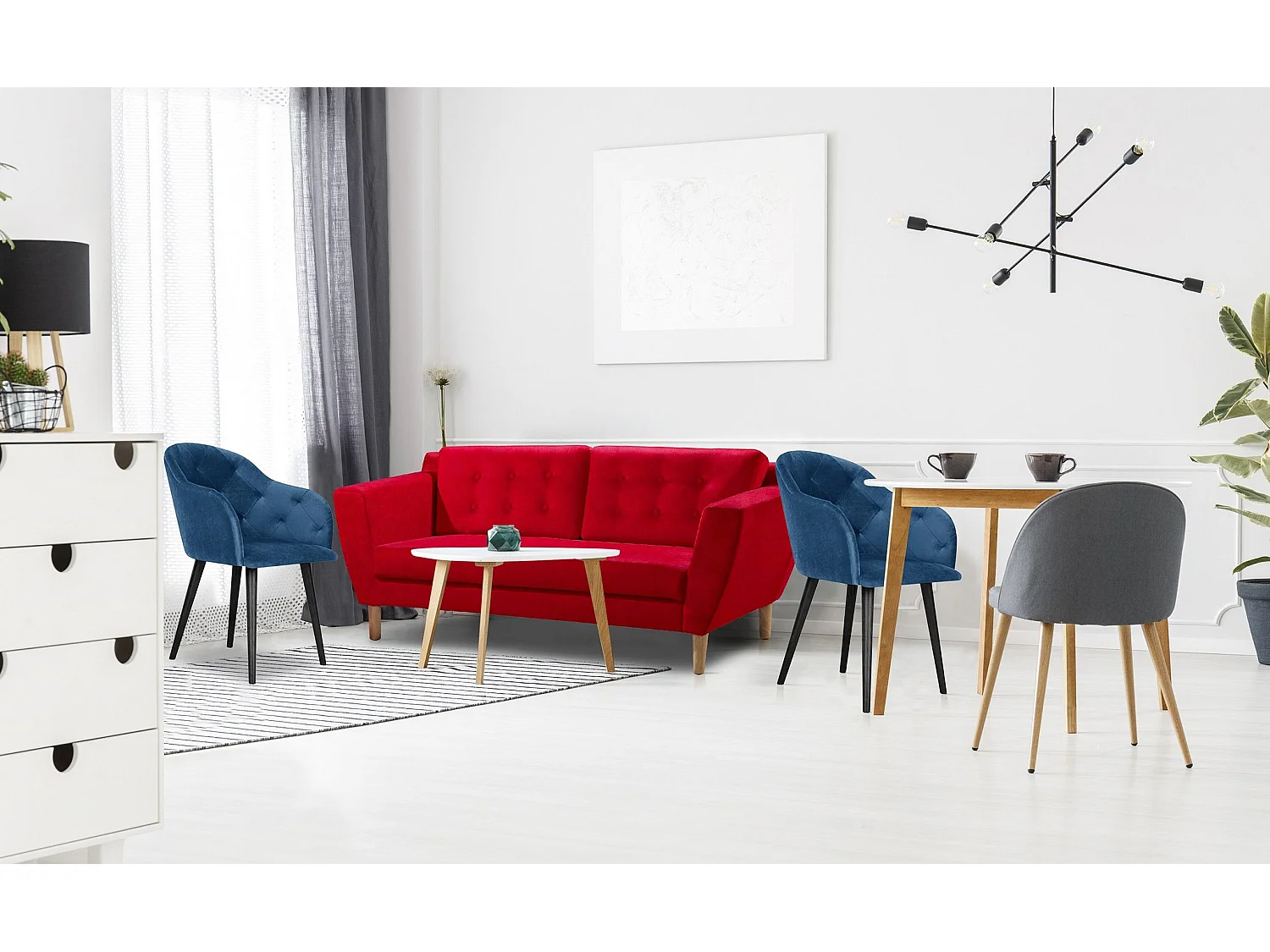 Canapé 3 places en microfibre rouge MELODY
