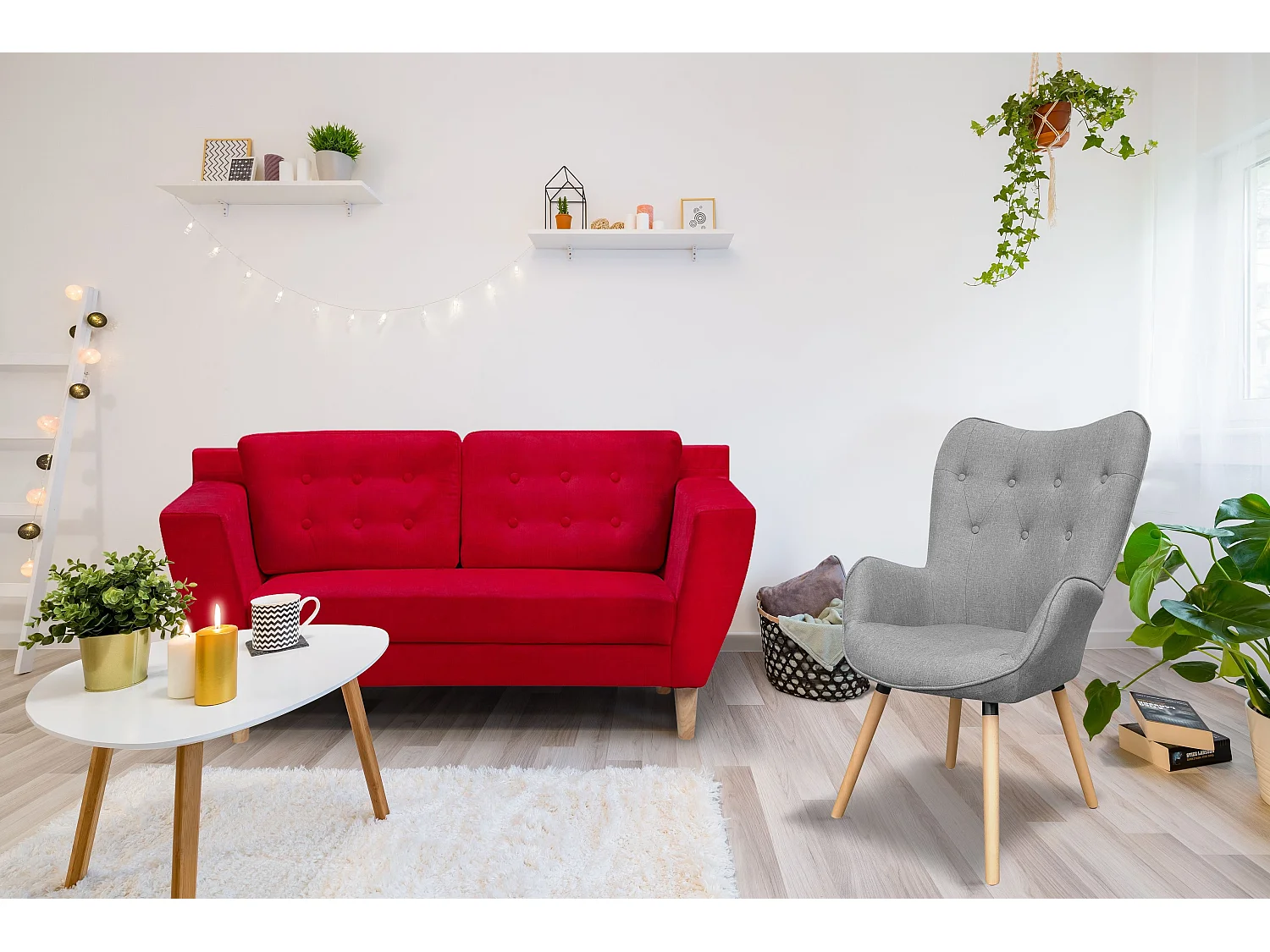 Canapé 2 Places "Melody" 151cm Rouge