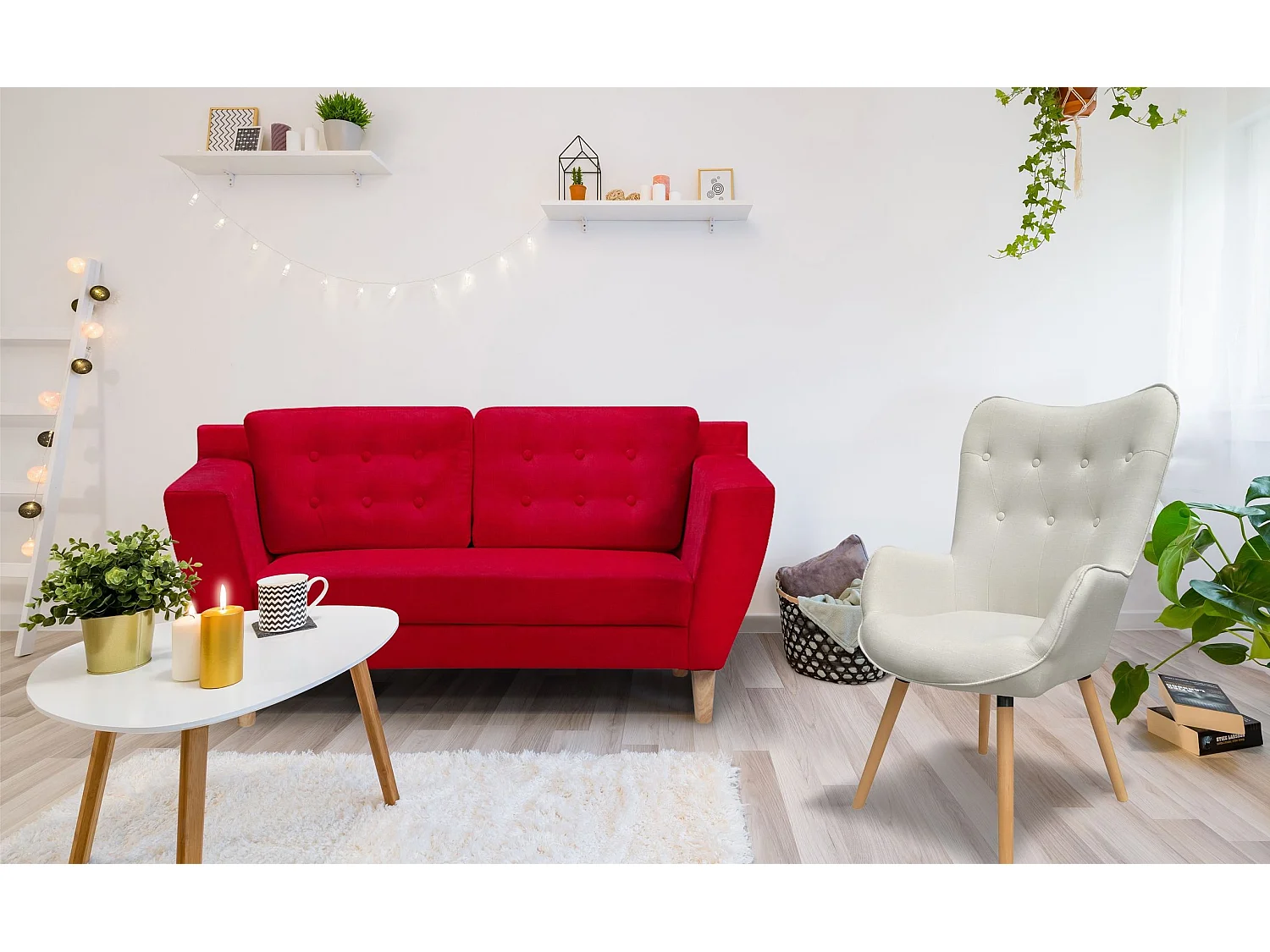 Canapé 2 Places "Melody" 151cm Rouge