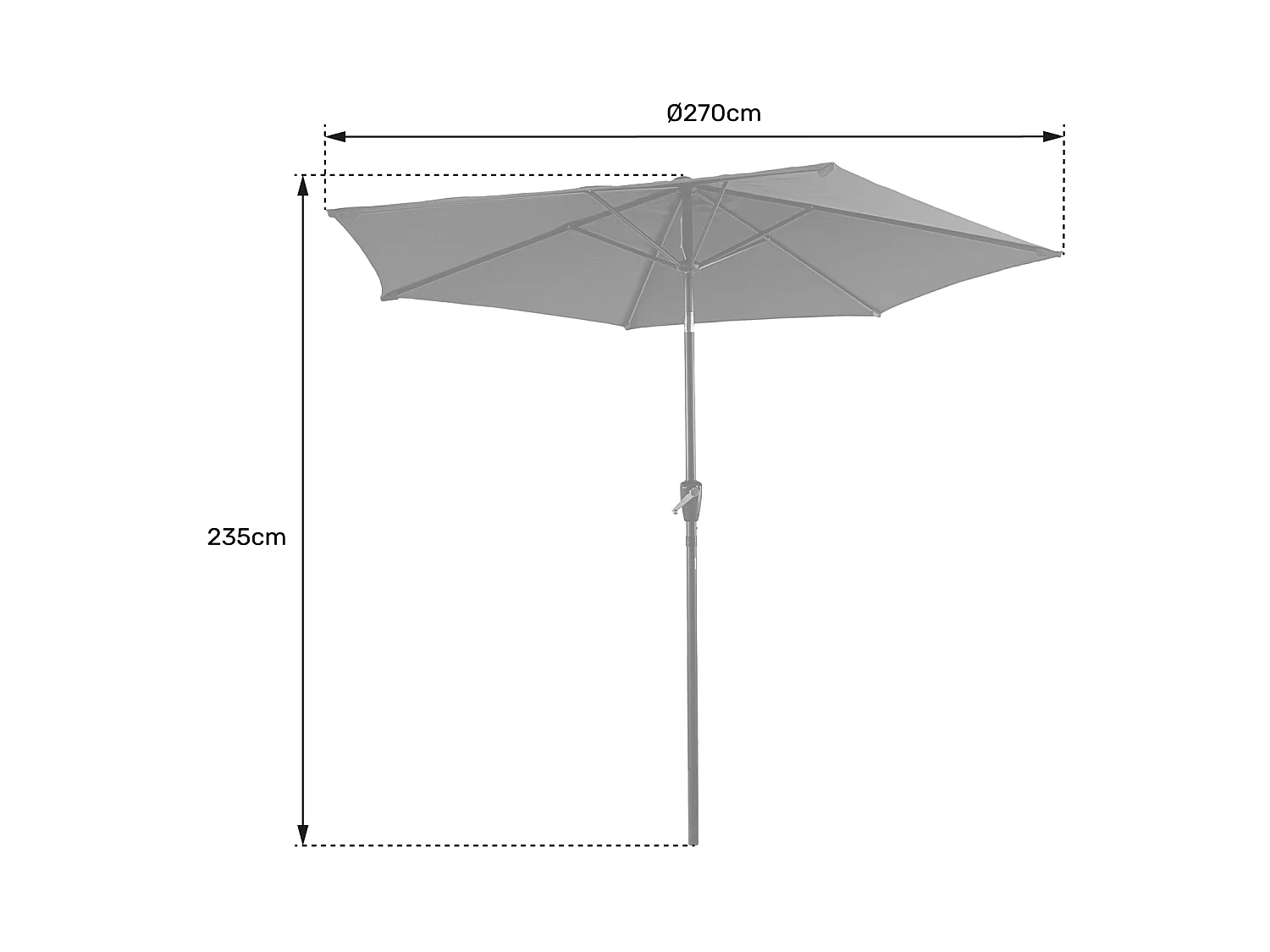 HAPUNA rechte ronde parasol 2,70m diameter blauw
