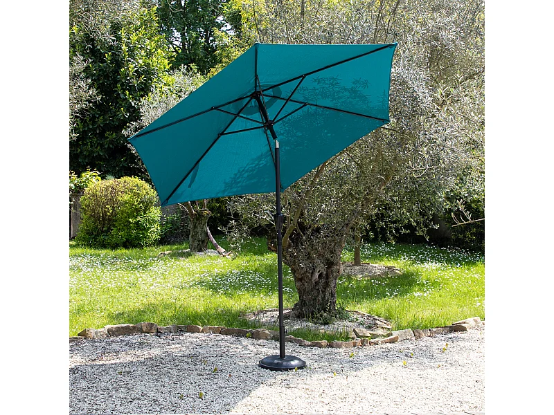 Parasol droit HAPUNA rond 2,70m de diamètre bleu - HAPPY GARDEN