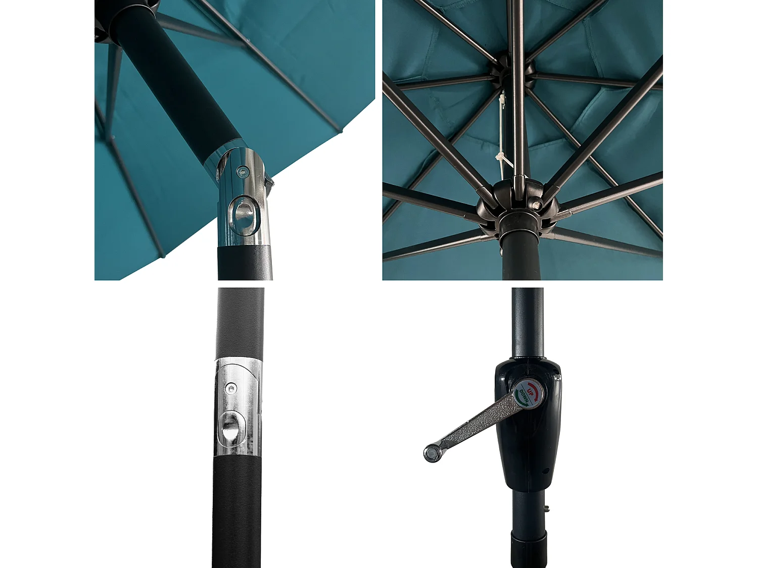 Sombrilla redonda recta HAPUNA 3,30m diámetro azul - HAPPY GARDEN